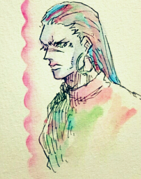 1boy, dressrosa, long_hair, male_focus, one_piece, profile, ryu-911, scar, sketch, suleiman