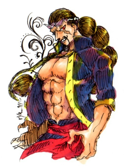 1boy, black_hair, cp9, jyabura, long_hair, nail, one_piece, open_clothes