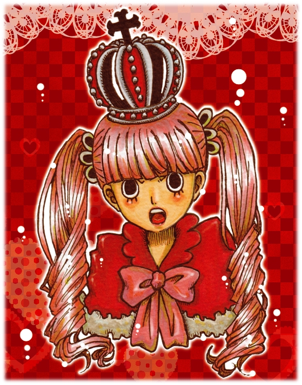 1girl, bangs, bow, capelet, crown, nanako_(skr7k), one_piece, perona