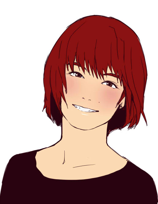 1girl, aku_no_hana, blush, female, ganto, grin, looking_at_viewer, nakamura_sawa