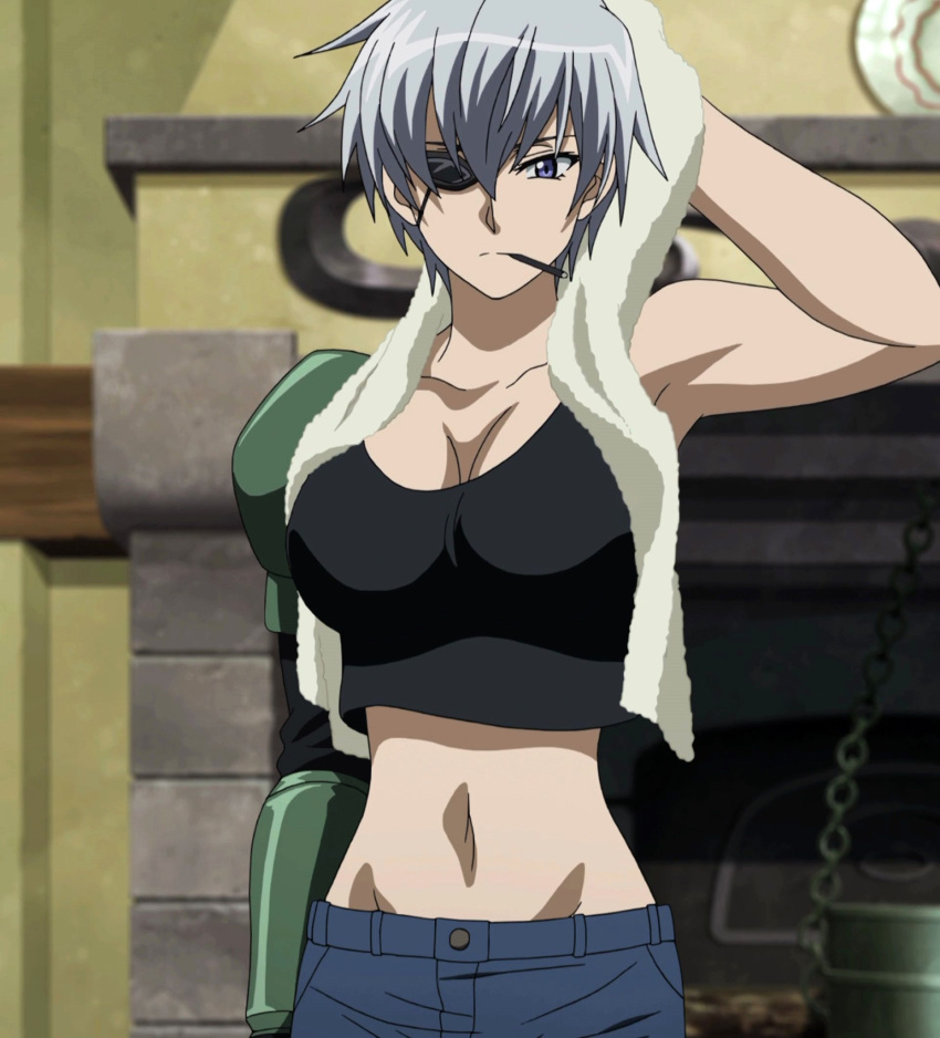 1girl, akame_ga_kill!, breasts, cigarette, eyepatch, highres, large_breasts, najenda