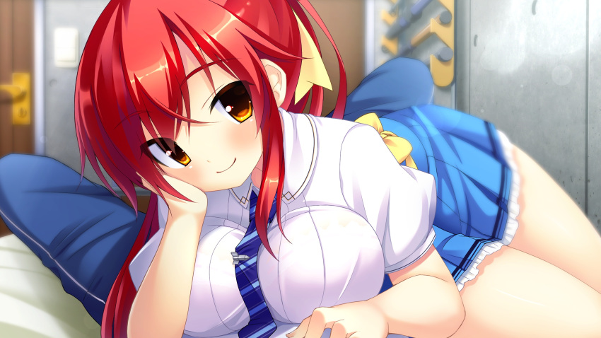 1girl, akatsuki_arisa, ano_harewataru_sora_yori_takaku, bed, blush, chiri_(atlanta), game_cg, highres