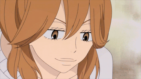 1girl, animated, animated_gif, brown_eyes, brown_hair, grin, kimi_ni_todoke, lips
