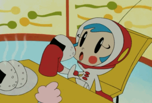 1girl, animated, animated_gif, blue_hair, child, failure, food, milk-chan