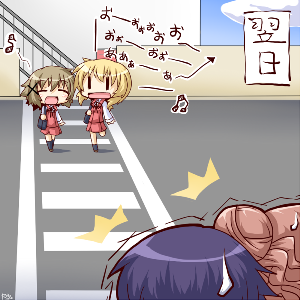 hidamari_sketch, hiro, miyako, reku, rex_(artist), sae, translated, wide_face