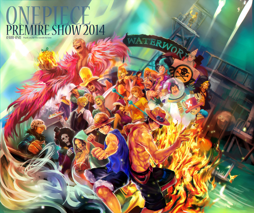 amazon, blonde_hair, blue_hair, boa_hancock, brook, brothers, cyborg, daisy_(one_piece)