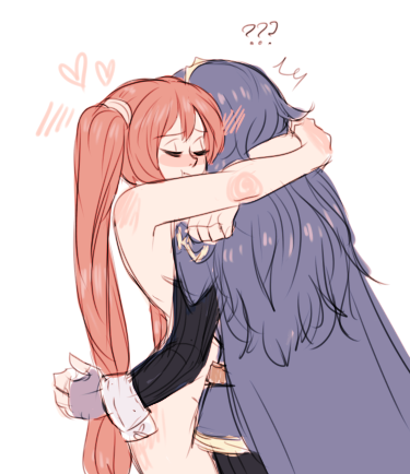 2girls, blue_hair, clothed_female_nude_female, dashingicecream, fire_emblem, fire_emblem:_kakusei, heart, hug