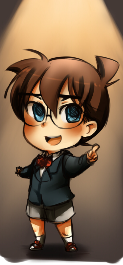 1boy, blue_eyes, bow, bowtie, edogawa_conan, glasses, kyuura-jii, meitantei_conan