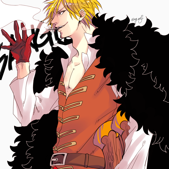 1boy, ag_wolf, agito013, belt, blonde_hair, fur_coat, gloves, male_focus