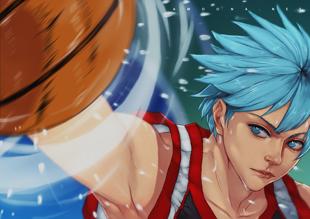 1boy, amoona, artist_name, ball, basketball, basketball_uniform, blue_eyes, blue_hair