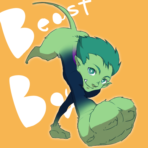1boy, beast_boy, beast_boy_(dc), bodysuit, character_name, dc_comics, fangs, garfield_logan