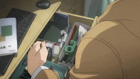 1boy, animated, animated_gif, glasses, indoors, izumi_shin'ichi, kiseijuu, knife