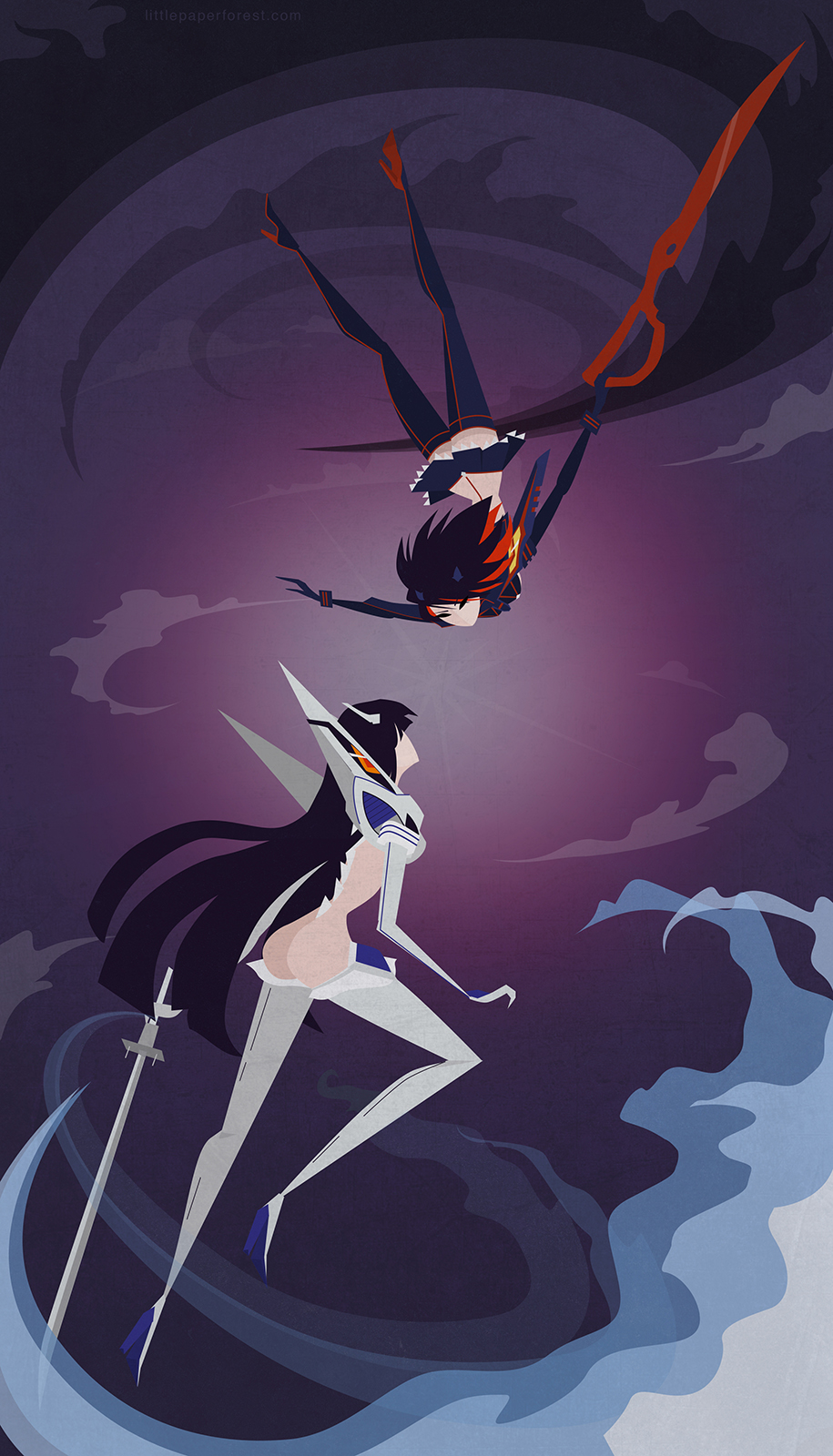 2girls, ass, high_heels, junketsu, kill_la_kill, kiryuuin_satsuki, littlepaperforest, long_gloves