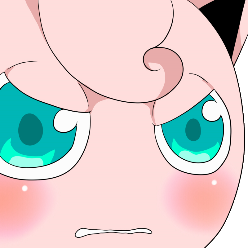 blue_eyes, blush, gununu, jigglypuff, kagura_una, no_humans, parody, pokemon