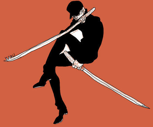 1boy, baseball_cap, dual_wielding, hat, kaku_(one_piece), lillil_(1212neko), male_focus, one_piece