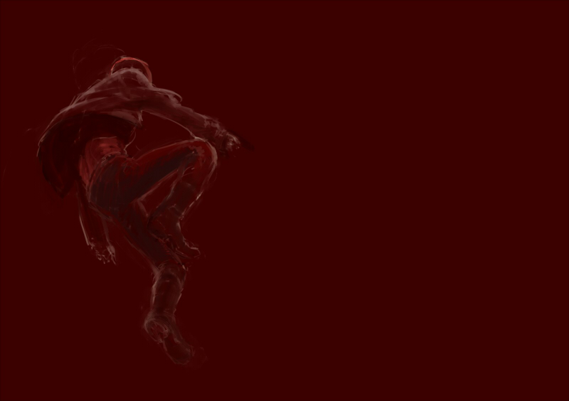 1boy, batman_(series), bodysuit, boots, calborn, dc_comics, gloves, gun, helmet, jacket, jason_todd, leather, leather_jacket, male_focus, red_background, red_hood, red_hood_(dc), simple_background, solo, weapon