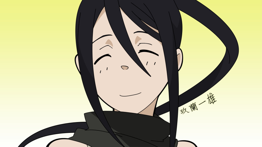 black_hair, closed_eyes, face, highres, nakatsukasa_tsubaki, smile, soul_eater, tsubaki