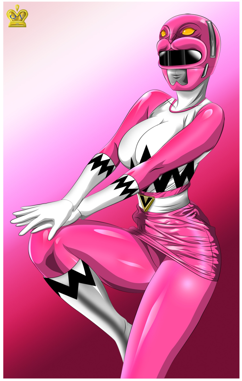 1girl, boots, breasts, gingapink, large_breasts, legs, pose, queen_vegeta_69, saya_(gingaman), seijuu_sentai_gingaman, skirt, solo, super_sentai