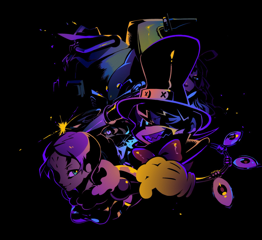 3boys, 3girls, absurdres, big_band, blonde_hair, blue_eyes, fedora, glasses