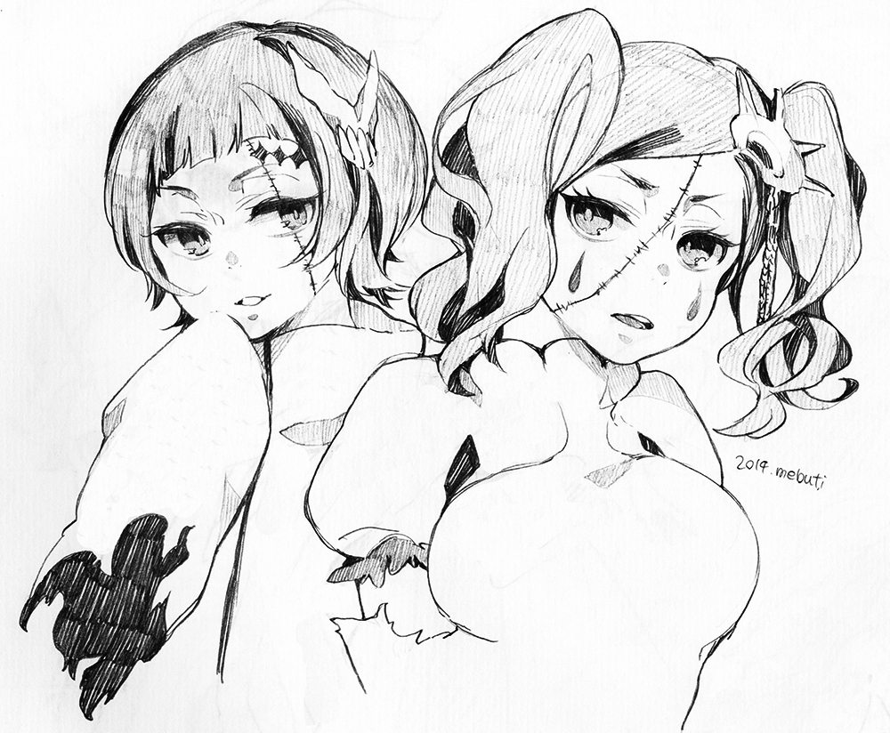 10s, 1boy, 1girl, 2014, arrancar, bleach, cirucci_sanderwicci, facial_mark