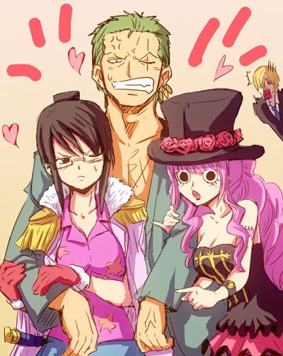 2boys, 2girls, :o, anger_vein, angry, arm_hug, arm_tattoo, bare_shoulders