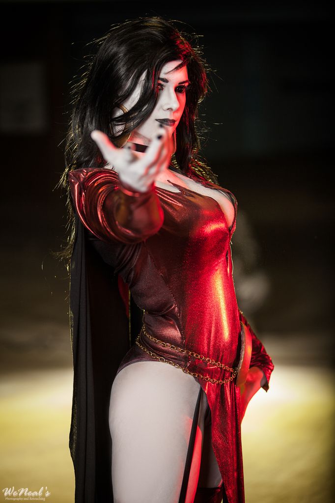 1girl, cosplay, dark_angel, dc_comics, dress, long_hair, michelle_bara, nail_polish