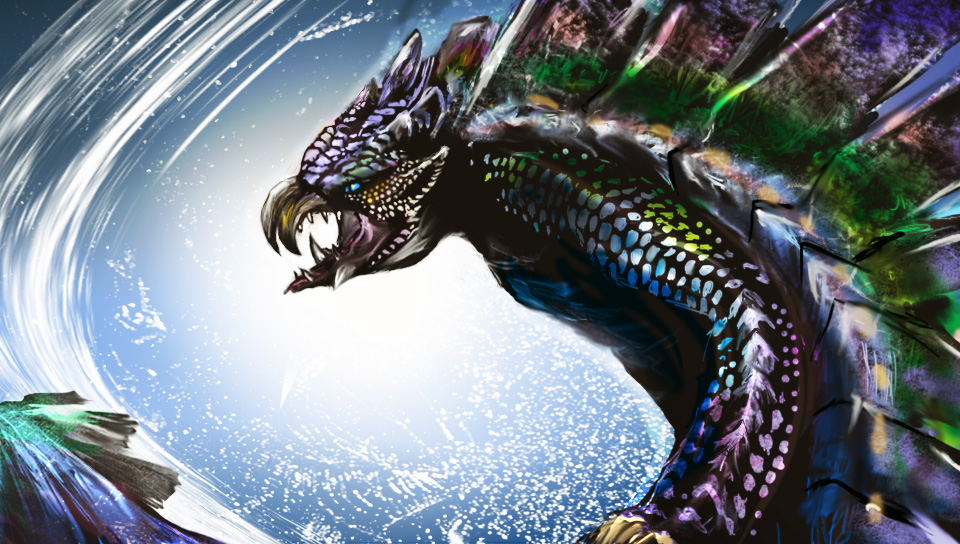 blue_eyes, capcom, fangs, monster, monster_hunter, monster_hunter_4_ultimate, no_humans, tagme