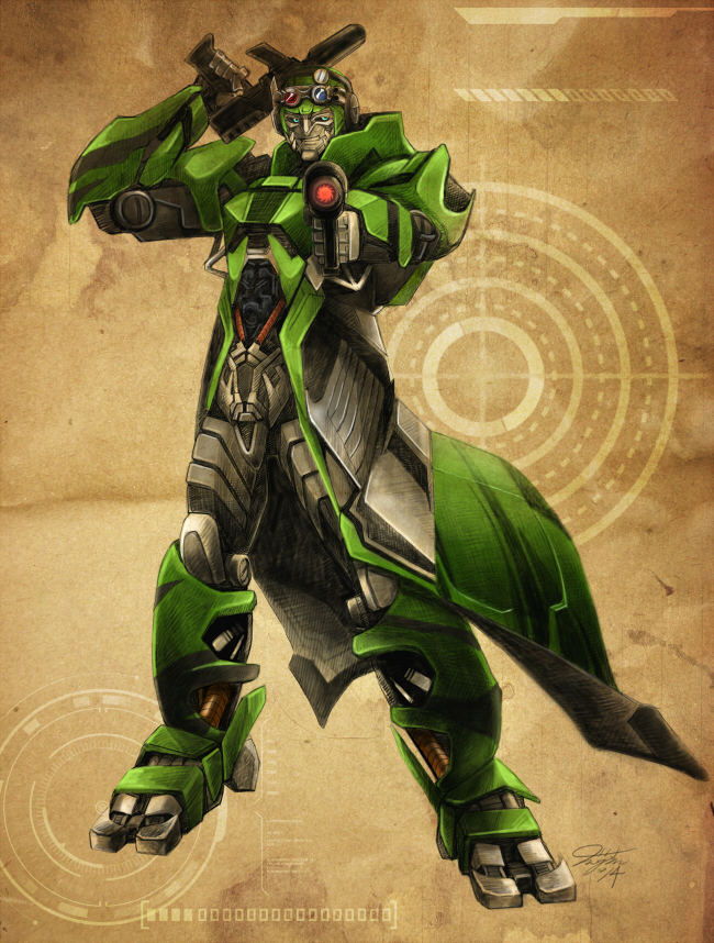 1boy, cloak, crosshairs_(transformers), gun, mecha, robot, smile, solo, tagme, transformers, transformers:_age_of_extinction, weapon