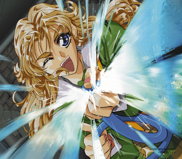 1girl, bangs, blonde_hair, blue_eyes, doukoku_soshite, eyebrows, game_cg, hose