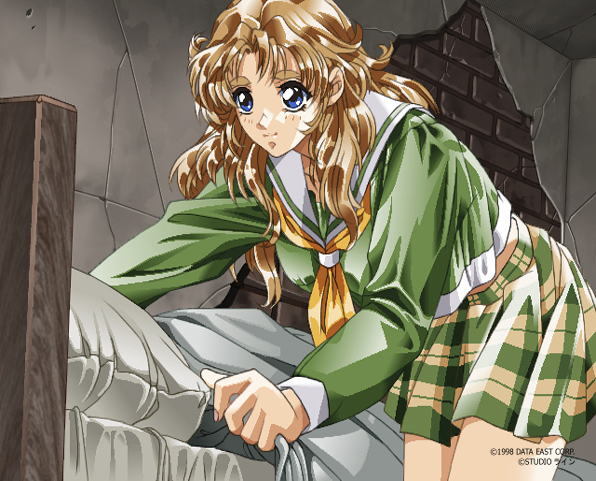 1girl, bangs, bed, bed_sheet, bent_over, blonde_hair, blue_eyes, breasts