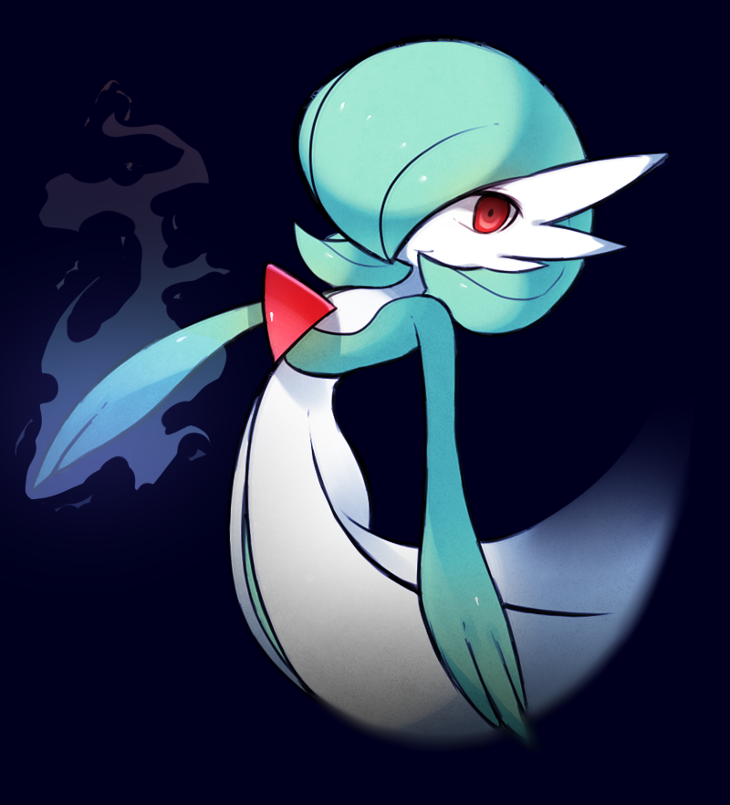 alternate_color, gardevoir, hair_over_one_eye, lotosu, nintendo, no_humans, pokemon, pokemon_(game)