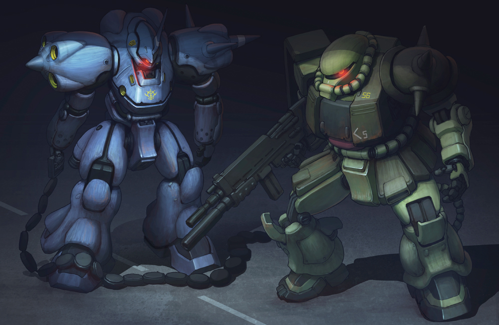 80s, artist_request, chain_mine, gun, gundam, gundam_0080, kampfer_(mobile_suit), mecha
