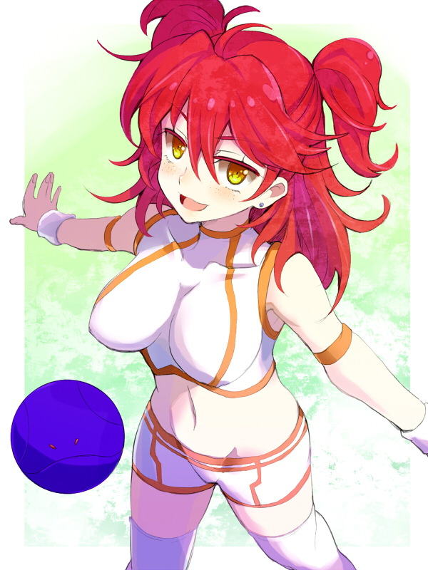 1girl, bad_haro, breasts, earrings, freckles, gundam, gundam_00, jewelry