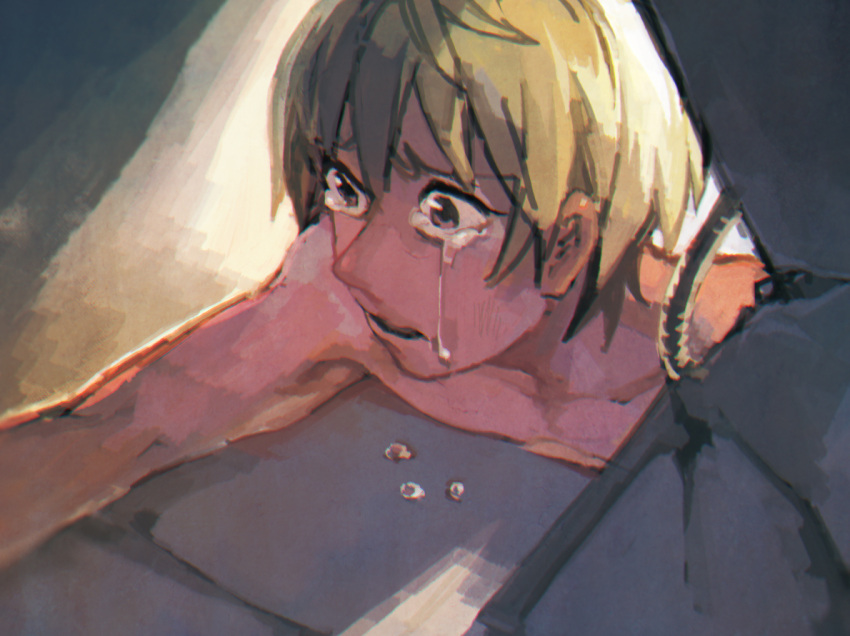 blonde_hair, gundam, gundam_tekketsu_no_orphans, itsuko_(berimaro), spoilers, takaki_uno, tears