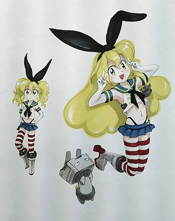 1girl, anchor, blonde_hair, detached_sleeves, ellen, kantai_collection, kitashirakawa_chiyuri, long_hair