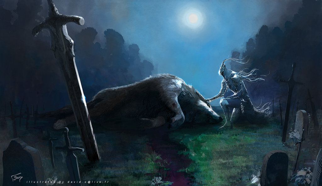 1boy, armor, artorias_the_abysswalker, blood, cape, dark_souls, david_semsei, full_armor