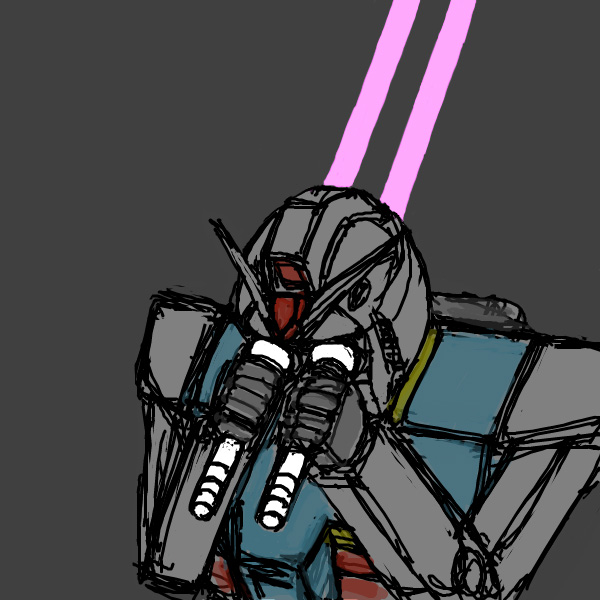 energy_sword, gundam, mobile_suit_gundam, no_humans, rx-78-2, sanpei3, simple_background, sword, weapon