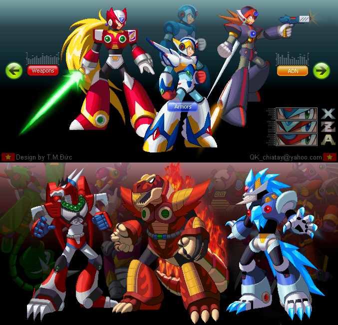 3boys, android, armor, axl, axl_(mega_man), bamboo_pandamonium, bamboo_pandemonium, beak