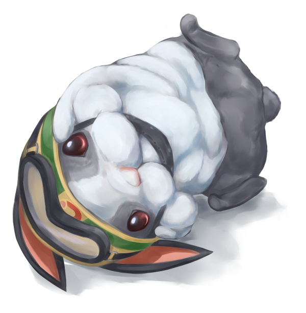 animal, animal_ears, duel_monster, goggles, goggles_on_hat, hardhat, helmet, no_humans, rabbit, rabbit_ears, red_eyes, rescue_rabbit, yu-gi-oh!, yuu-gi-ou_zexal