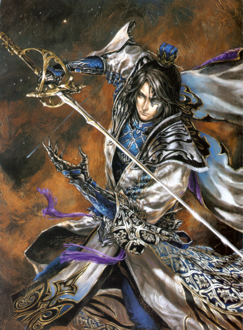 1boy, absurdres, armor, black_hair, hat, highres, kojima_ayami, male_focus
