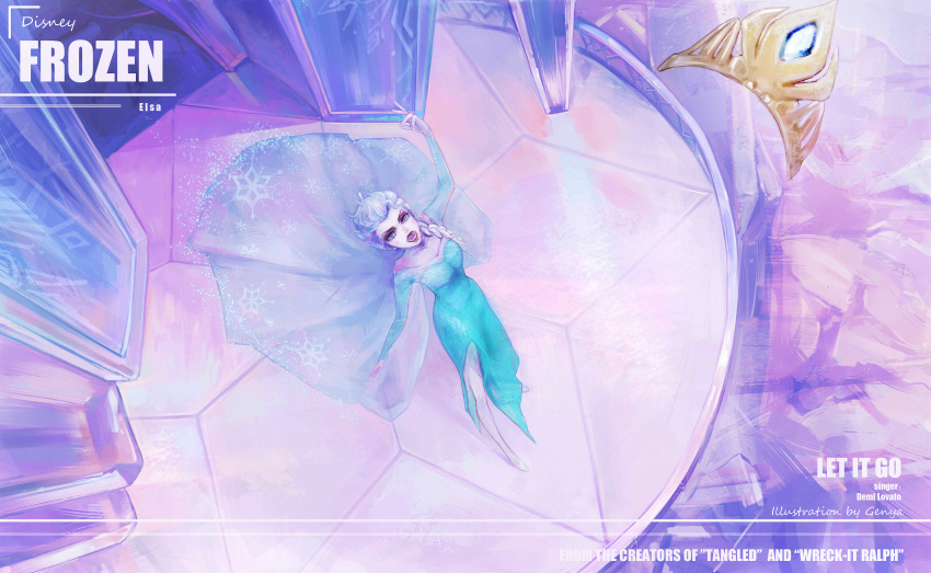1girl, absurdres, blue, braid, cape, crown, dress, elsa_(frozen)