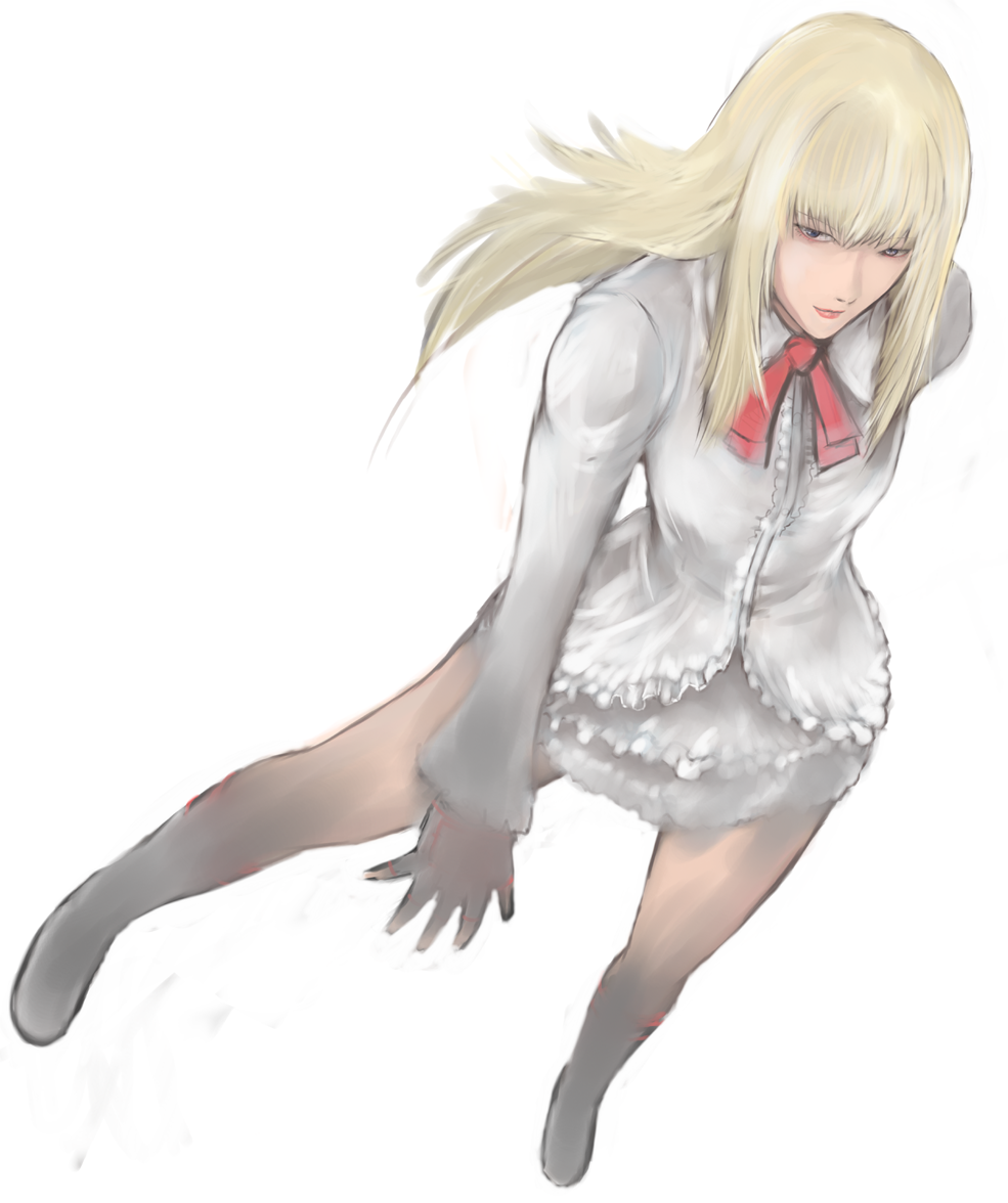 blue_eyes, dress, emilie_de_rochefort, fingerless_gloves, frills, furubokko, gloves, lili