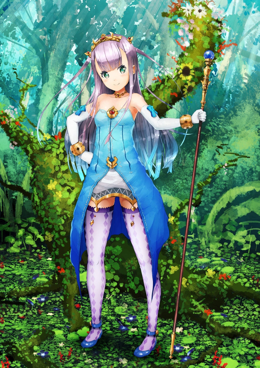 1girl, absurdres, argyle, argyle_legwear, bare_shoulders, blue_hair, blue_shoes, blush