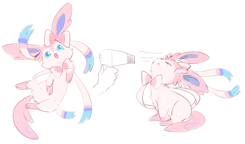 10s, blue_eyes, hair_dryer, no_humans, pokemon, pokemon_(game), pokemon_xy, sylveon