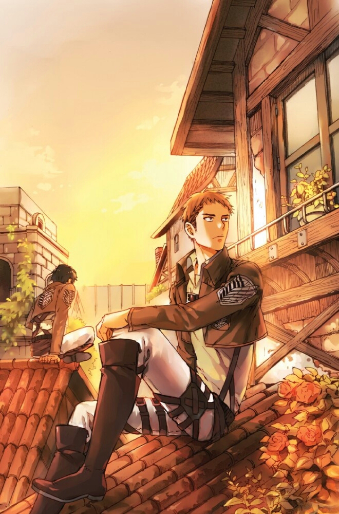 2boys, balcony, black_hair, blonde_hair, boots, brown_boots, building, crop_top