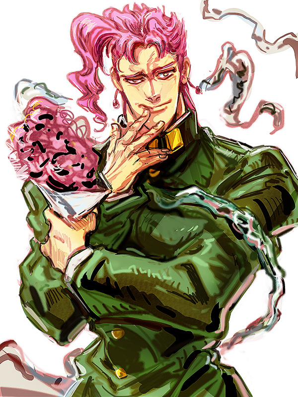 1boy, bad_id, bouquet, flower, gabriel_(dadaist), gakuran, hierophant_green, jojo_no_kimyou_na_bouken