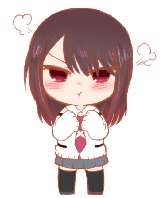 1girl, :t, bad_id, blush, chibi, long_hair, necktie, noyori_risa