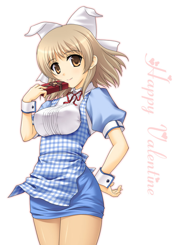 baby_princess, blonde_hair, bob_cut, brown_eyes, brown_hair, chocolate, dress, hair_ornament