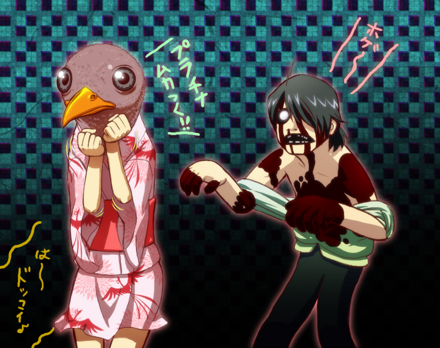 1boy, 1girl, araragi_koyomi, araragi_tsukihi, bird, brother_and_sister, dondongarara, japanese_clothes
