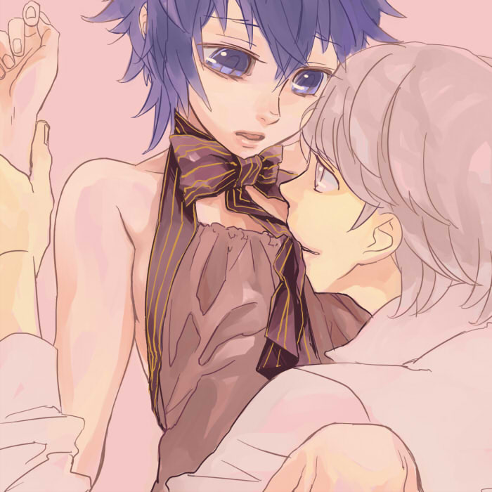 blue_eyes, blue_hair, couple, grey_hair, mhr, narukami_yuu, persona, persona_4